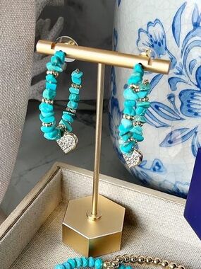 Park Lane SANTORINI EARRINGS Hoops Sparkle Box - April Heart Genuine Turquoise